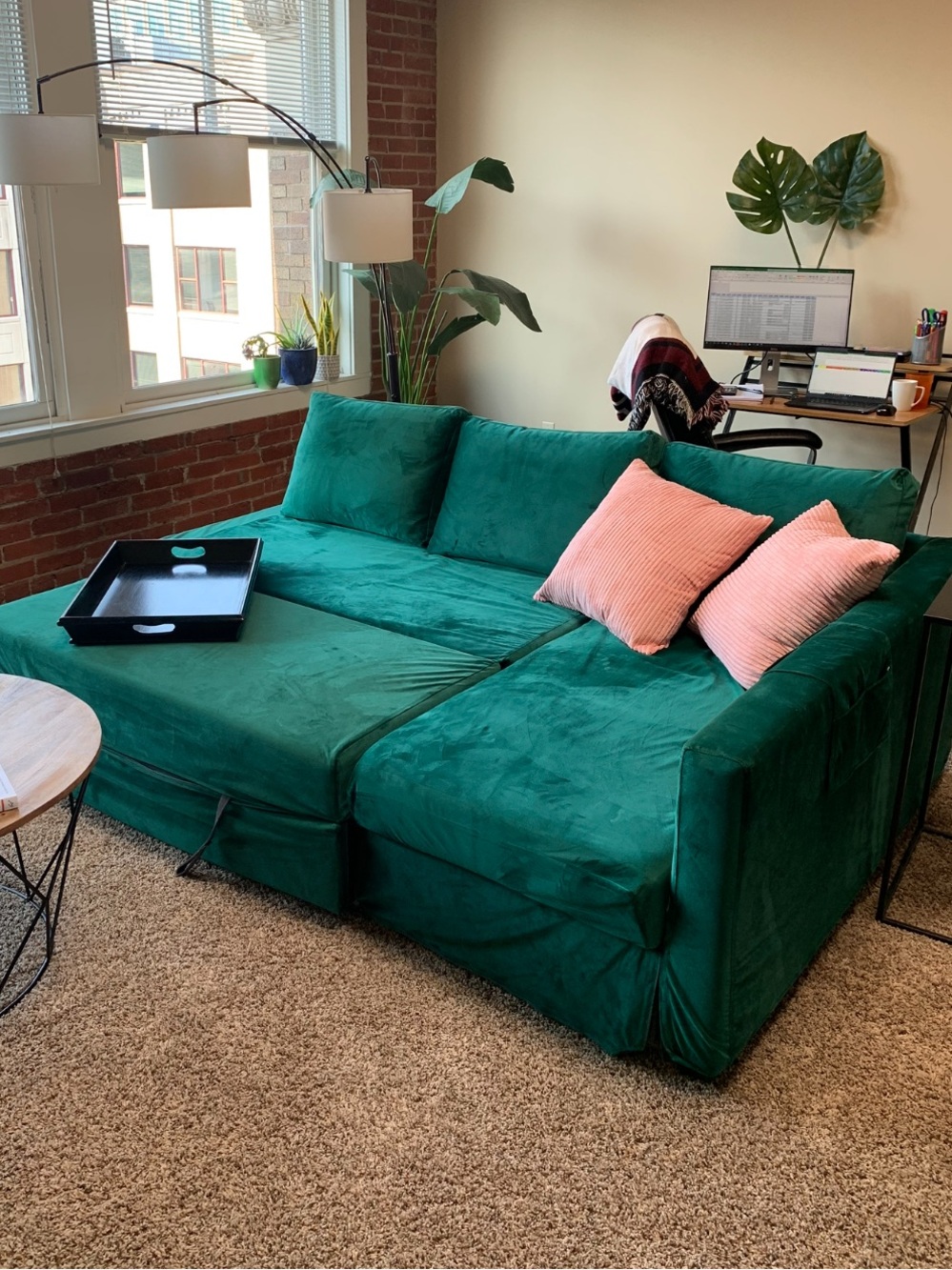 IKEA Friheten Velvet Green Fitted Couch Cover